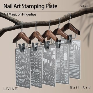 UYIKE Nail Art Stamping Plate Ren Bướm Hoa Khuôn Mẫu Pháp Trong Suốt Chuyển Silicon Stamper Tấm