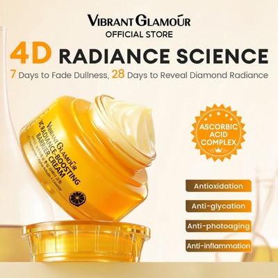 VIBRANT GLAMOUR Vitamin C Kem chống nắng tăng cường rạng rỡ – Làm sáng & chống xỉn màu 4D,Chống oxy hóa+ glycation,Làm đều màu da,Giảm tông vàng 30g