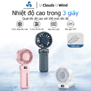 Quạt cầm tay UCLOUDSOME Quạt Mini Quạt làm lạnh di động Pin 4000 / 5000mAh USB có thể gập lại với 5 bánh răng Gió mạnh