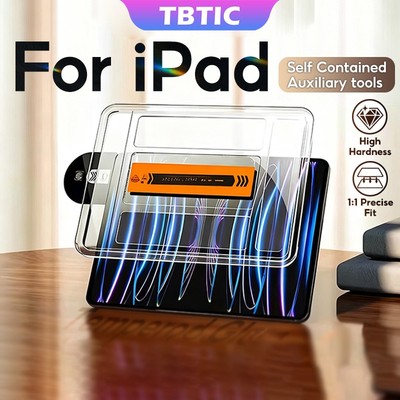 Kính Cường Lực TBTIC Bảo Vệ Màn Hình Cho iPad 12th 11th A16 10th Air8 2026 Air7 M3 2025 M2 2024 Air5 / 4 / 3 10.9 10.5 9th 8th Gen 7th 10.2 Kính Cường Lực Bảo Vệ Màn Hình Với Công Cụ Căn Chỉnh