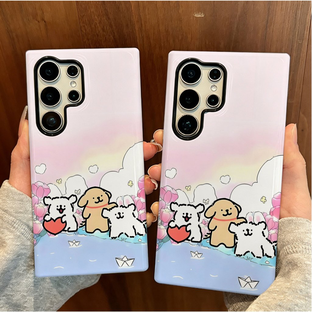 Ốp bảo vệ họa tiết chó Aixin màu hồng thích hợp cho Samsung s26 s26ultra s22u s23 plus s23FE s24 s25