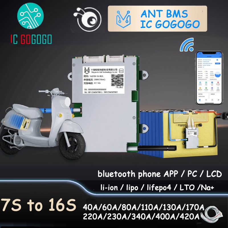 7S đến 16S ANT BMS 40A 110A 130A 340A 220A 420A 400A 1000A Lithium Li ion Lifepo4 LTO Na Bảng bảo vệ