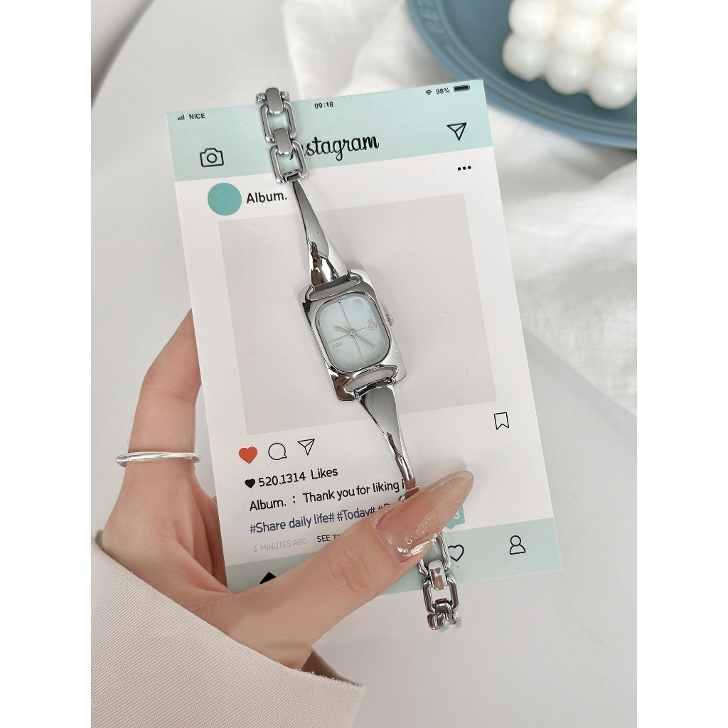 GEDI Premium Boutique Watch dành cho nữ Vòng tay bằng thép không gỉ Mặt vuông tối giản Phong trào th