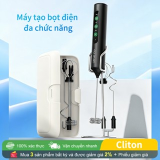Máy tạo bọt sữa cầm tay Cilton Máy đánh trứng 3 tốc độ Máy tạo bọt điện Máy trộn có thể sạc lại với 3 máy đánh trứng bằng thép không gỉ