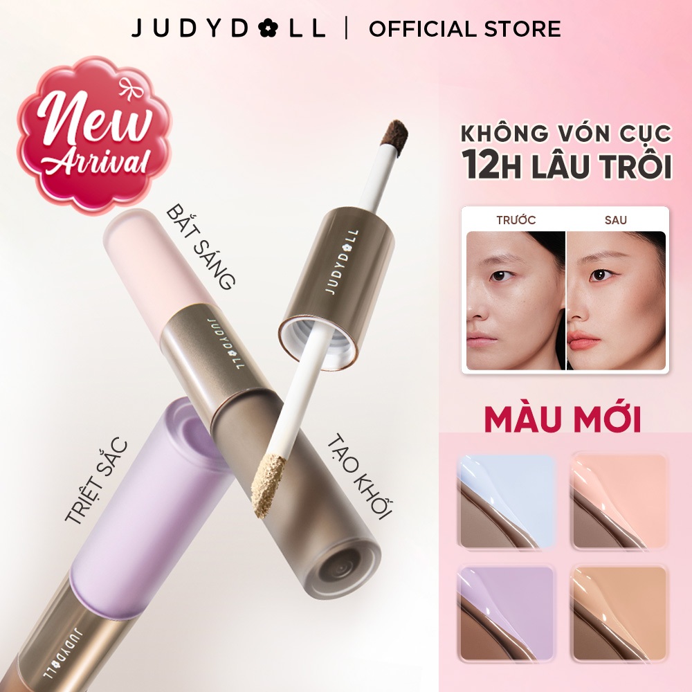 Kem Bắt Sáng & Tạo Khối 2 Đầu JUDYDOLL Liquid Highlighter & Contour Duo Lâu Trôi Dễ Tán Không vón cục Khối kem Triệt sắc 4,8g | BigBuy360 - bigbuy360.vn