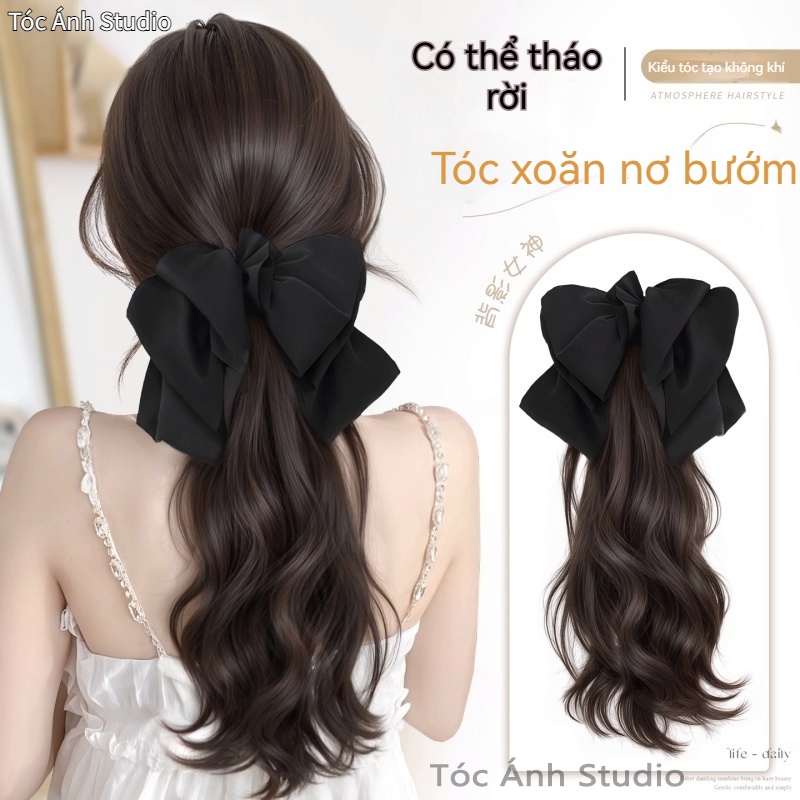 tóc giả nữ tóc già kẹp tóc giả đuôi ngựa 35cm wig cặp nữ sang chảnh Kẹp Nơ giả bé gái