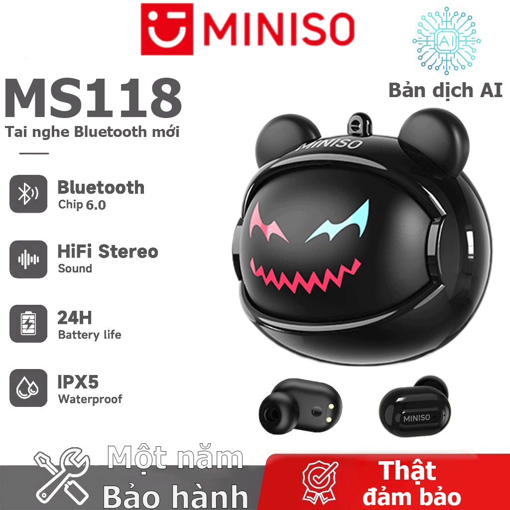 Bảo hành 1 năm MINISO MS118 Tai nghe dịch ngôn ngữ thời gian thực Tai nghe Bluetooth không dây AI OWS Hỗ trợ 135 ngôn ngữ Tai nghe thể thao Biểu hiện có thể thay thế IPX5 Giảm tiếng ồn chống nước | BigBuy360 - bigbuy360.vn