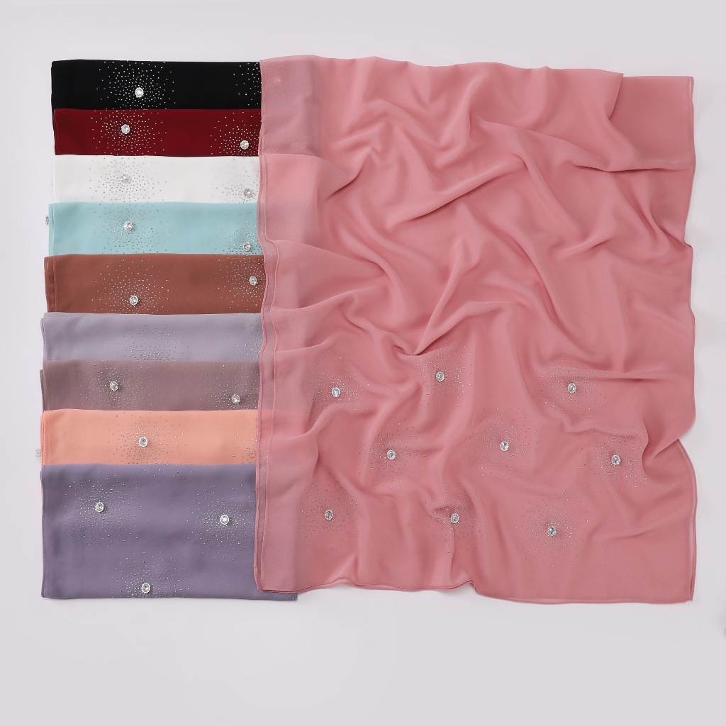 Jifang Khăn Choàng Đầu Pashmina Voan Bóng Bẩy Simulate Diamond, Phù Hợp Mọi Dịp