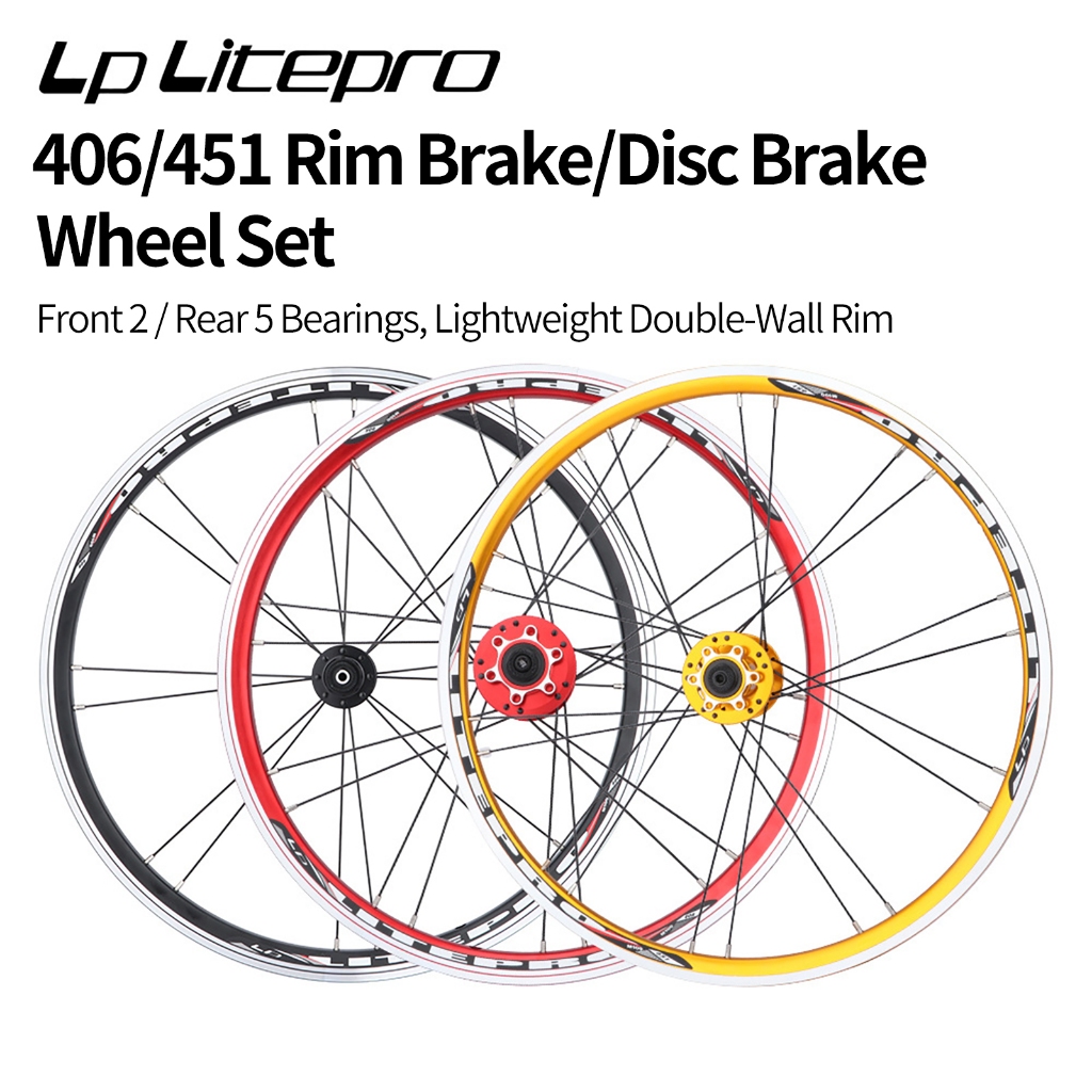 Litepro M100 Xe Đạp Gấp Bánh Xe Siêu Nhẹ 20 inch 406 451 Phanh Đĩa V Phanh Phát Hành Nhanh Bánh Xe H