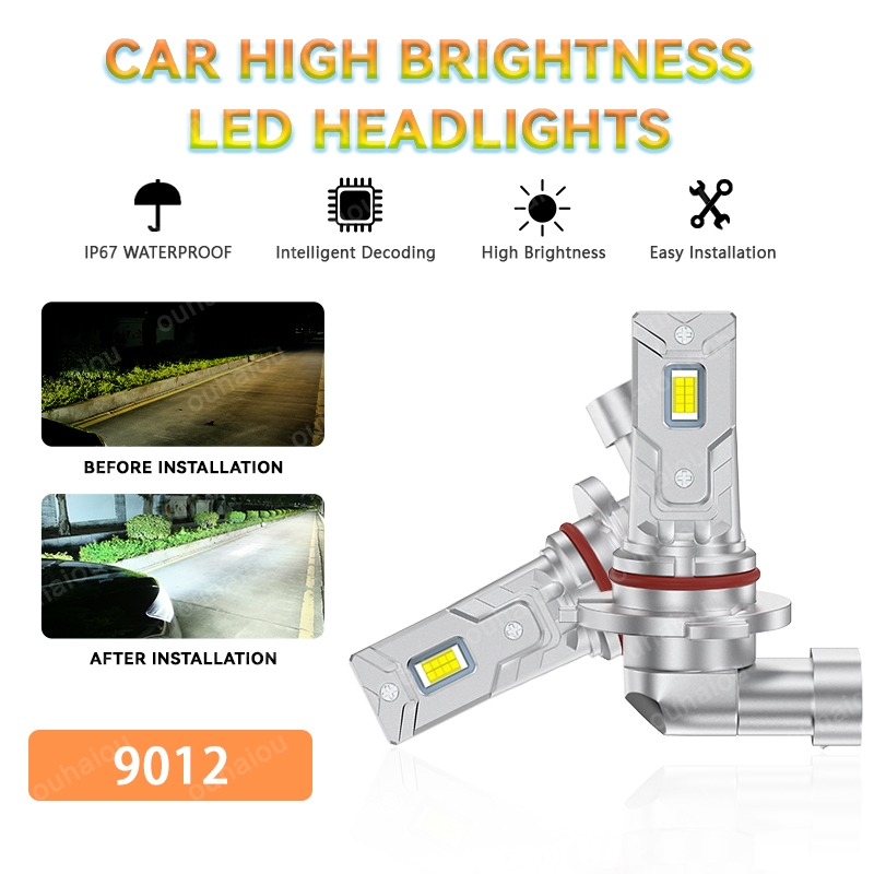 2 Chiếc Chất Lượng Cao 4000LM CSP 3570 chip Đèn Pha Ô Tô 9012 Canbus Bóng Đèn 9012 Tự Động Sương Mù 