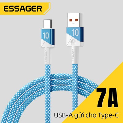 Essager USB-A sang Type-C 7A Cáp dữ liệu tương thích hoàn toàn Hỗ trợ sạc nhanh công suất cao cho Huawei Realme