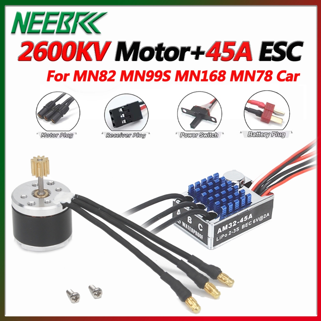 NEEBRC 2322 2600KV Outrunner Động Cơ Không Chổi Than AM32 45A ESC Chính Hãng T Cắm Cho MN82 MN168 MN