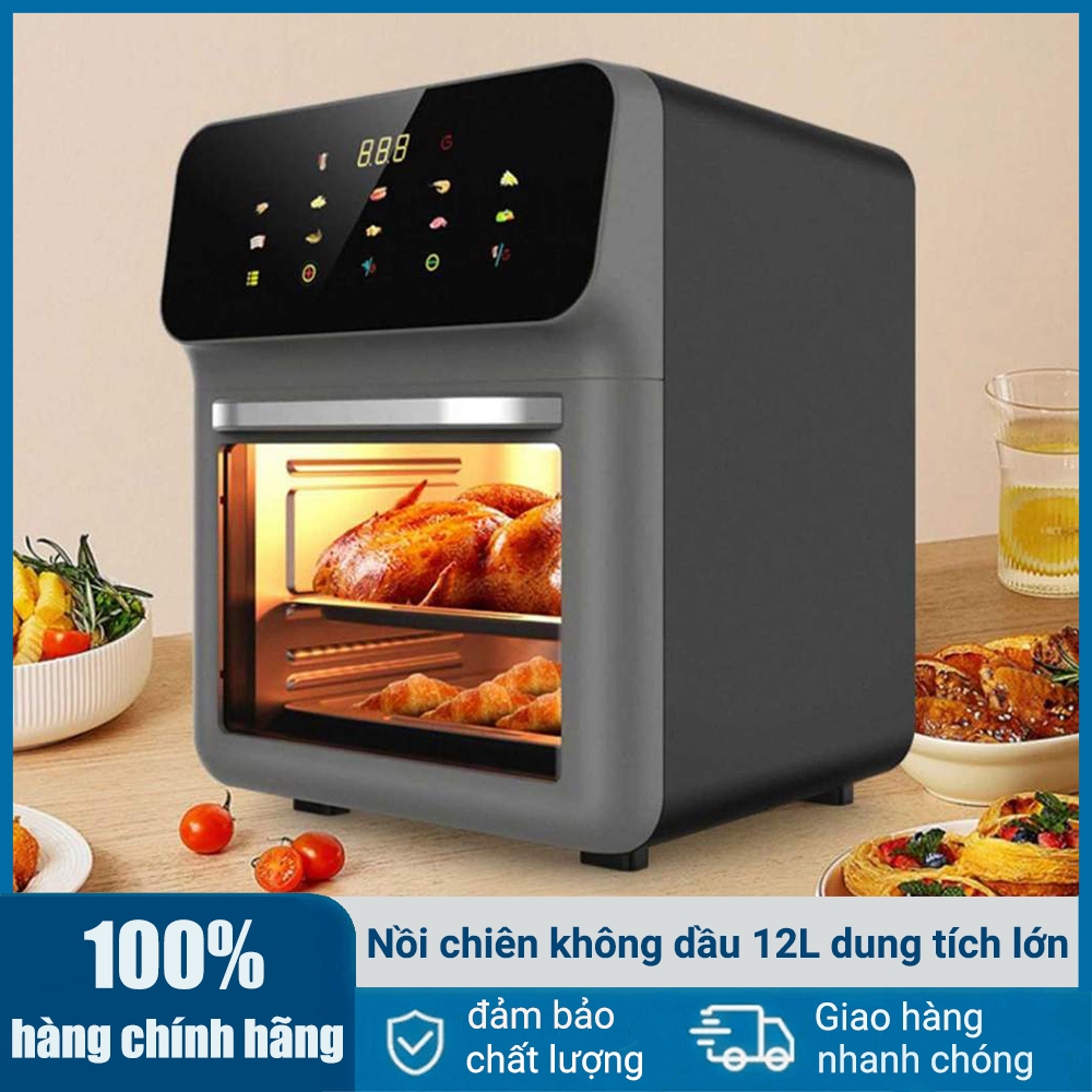 [Vận chuyển nhanh] Nồi chiên không khí điện dung tích lớn 12L, nấu ăn trong nhà không dầu tự động 360° Lò nướng đối lưu để chiên không dầu nướng