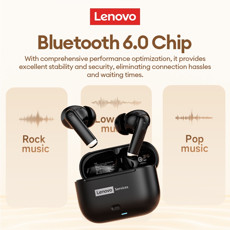 Tai nghe Bluetooth Lenovo LE265 và Tai nghe không dây có Bluetooth V6.0 và ENC Khử tiếng ồn cộng với Bass HiFi 13mm | BigBuy360 - bigbuy360.vn