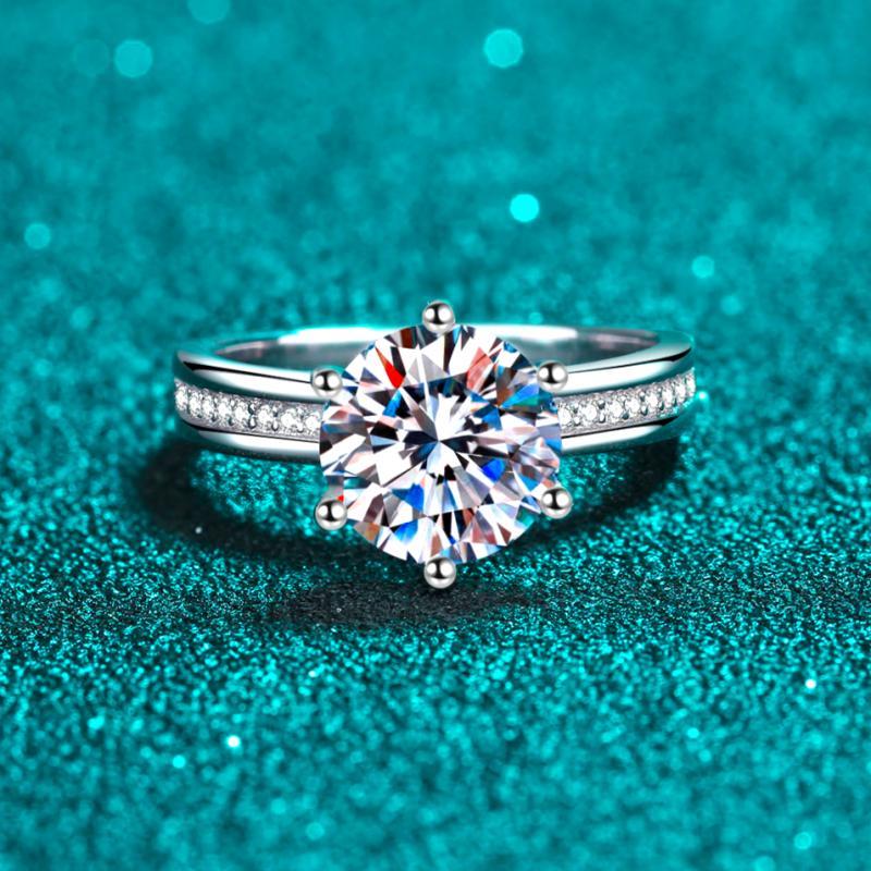 Nhẫn nữ bạc 925 với moissanite 3 carat hoặc zircon 9mm