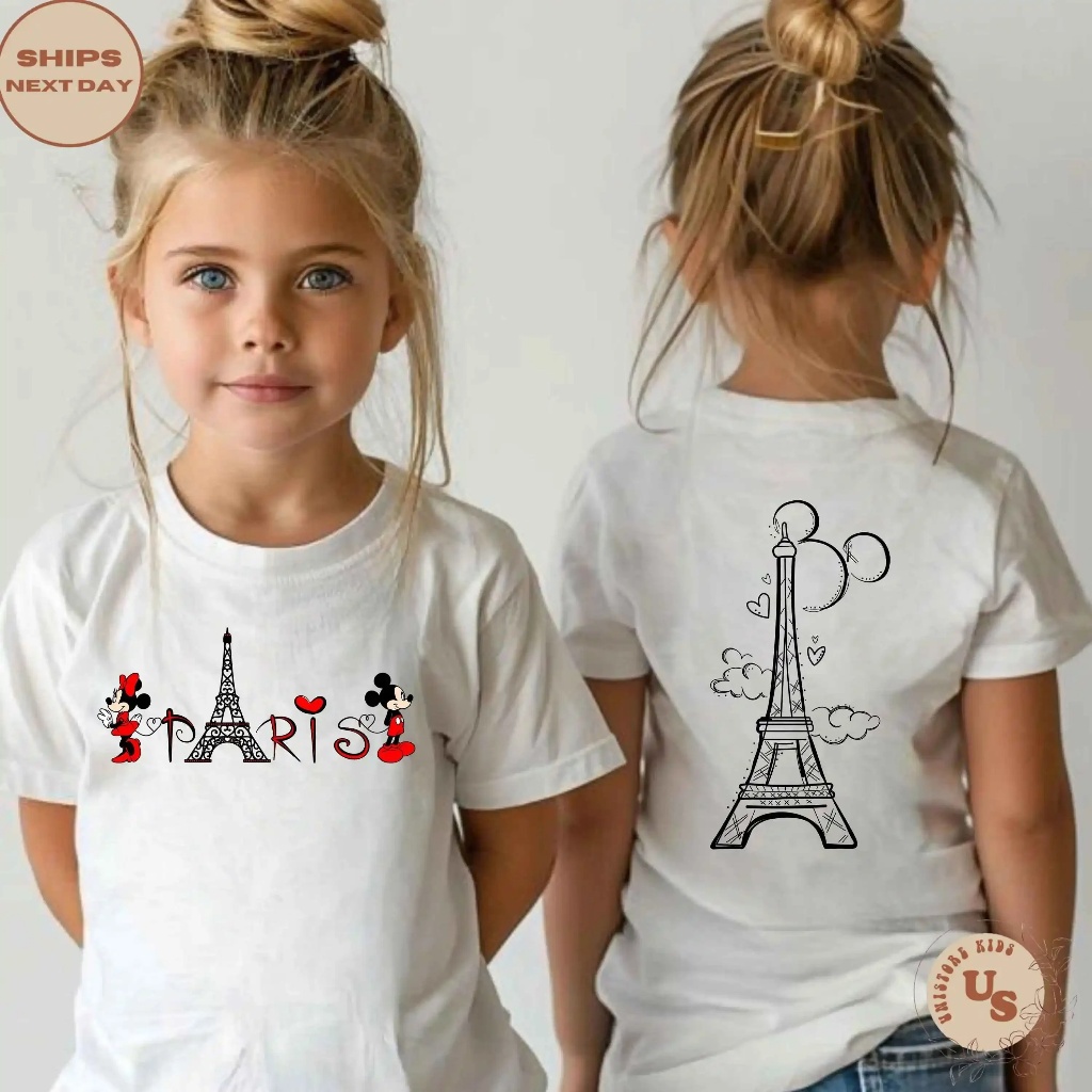Disney Paris Tập Đi 100% Cotton Áo Thun Disney Paris Chuyến Đi Áo Quà Tặng Ngày Lễ Tình Nhân Mickey 
