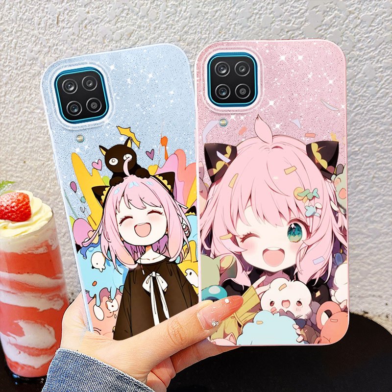 Ốp Điện Thoại YBD Cho Samsung Galaxy A12 M12 F12 A12 Nacho A12S IMD Flash Vỏ Hồng Ania Anime