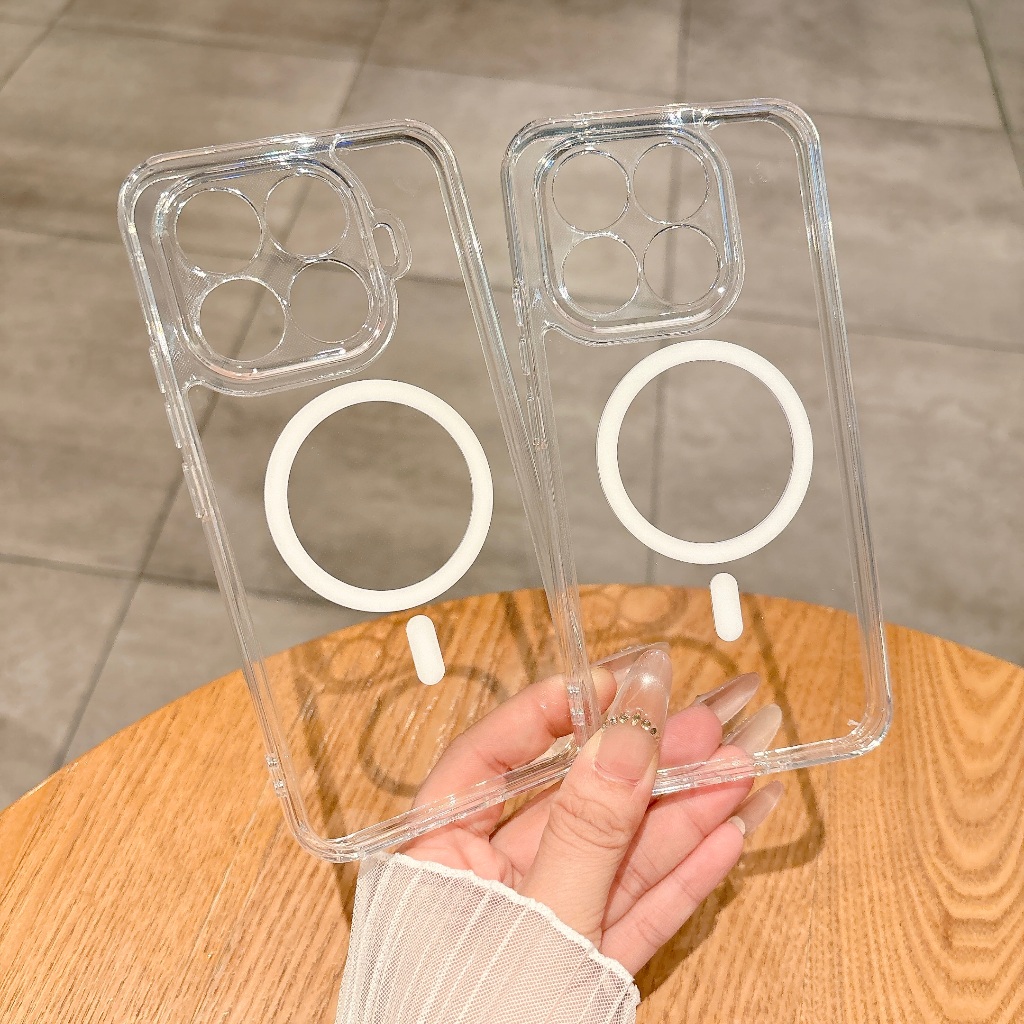 Ốp Lưng Cho Xiaomi 17 Pro Max 15T 14T Redmi 15C Note 14 13 Pro Ốp lưng Trong Suốt Cứng Có Từ Tính