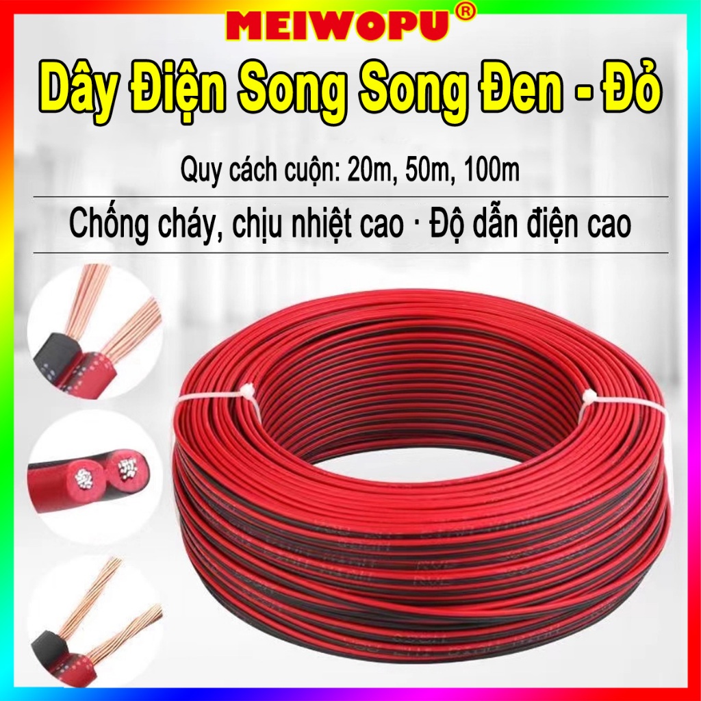 20 50 100M Dây Điện AWG 17 Cáp Song Song 1 Mm Vuông RVB Mềm Cho Loa Công Suất Âm Thanh