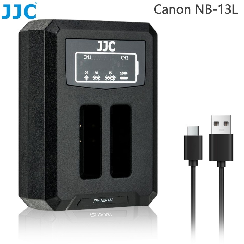 Thiết bị sạc pin máy ảnh JJC NB-13L khe cắm kép cho Canon NB13L SX740 730 720 620 HS G5X G9X Mark II