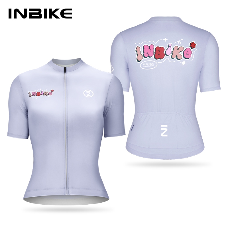 Áo đi xe đạp nữ INBIKE tay ngắn, khô nhanh, có túi, màu sắc sinh động