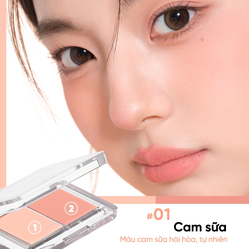 [MỚI] Phấn Má Hồng 02 Ô JUDYDOLL Dual Color Blush Mịn lì Chuẩn Màu Dễ Tán Bắt sáng lì 3,9g