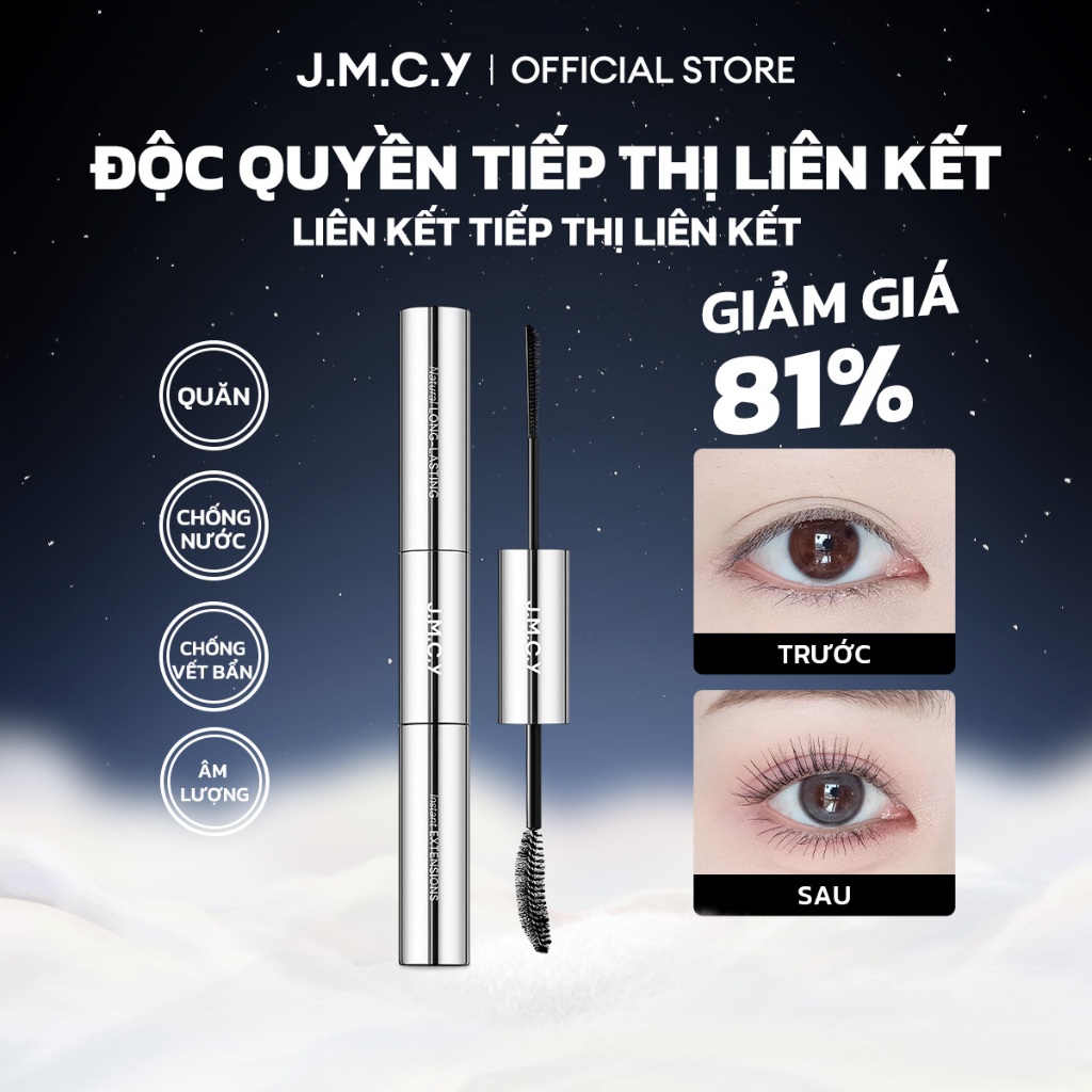 【Tiếp thị liên kết độc quyền】JMCY 3in1 Mascara Lâu Dài 72H Volumizer Chống Thấm Nước Uốn Mi Dài Mi E