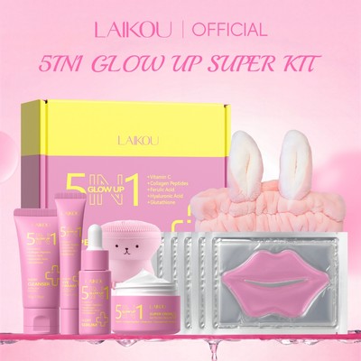 LAIKOU 5 TRONG 1 Glow Up Super Skincare Set - Boost Radiance Deep Hydrat hóa Quà tặng ngày lễ tình nhân không mùi thơm