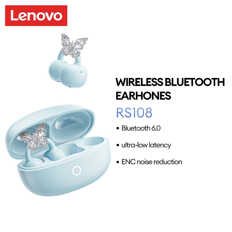 Tai nghe Bluetooth không dây Lenovo RS108 Hiệu ứng âm thanh HIFI toàn cảnh Cuộc gọi độ phân giải cao Giảm tiếng ồn Độ trễ thấp và không rò rỉ âm thanh Bluetooth 6.0