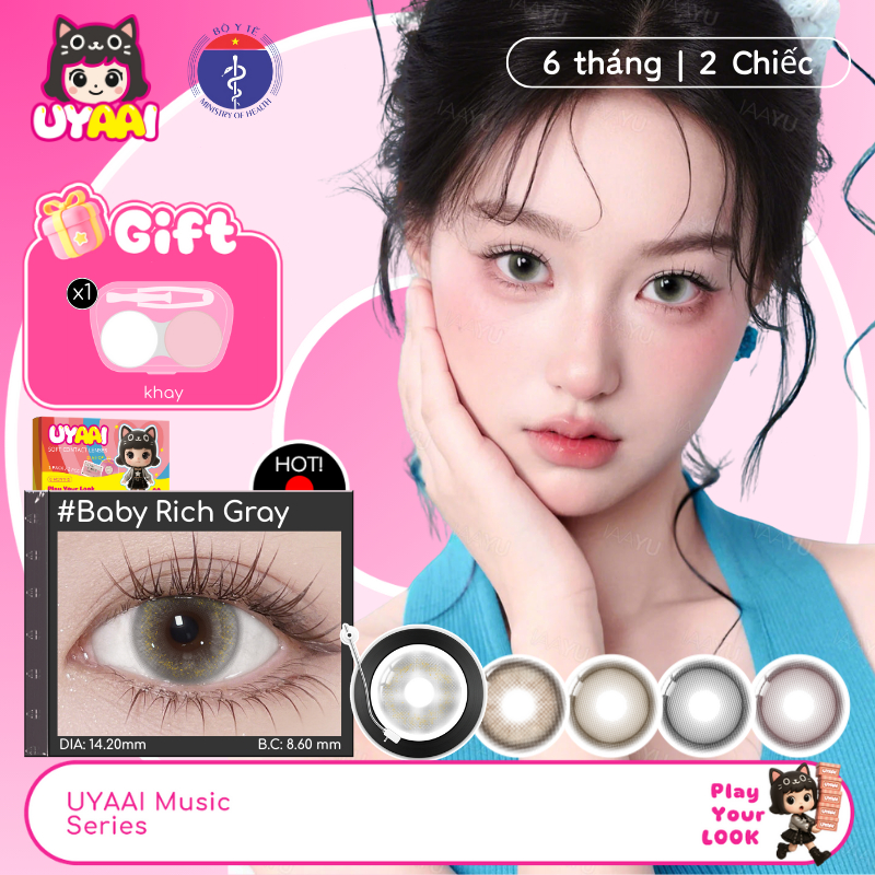 [New 2026]Kính Áp tròng UYAAI MCK1 đôi mắt to 14.0~14.5mm Điểm nổi bật là dưỡng ẩm tự nhiên và trong