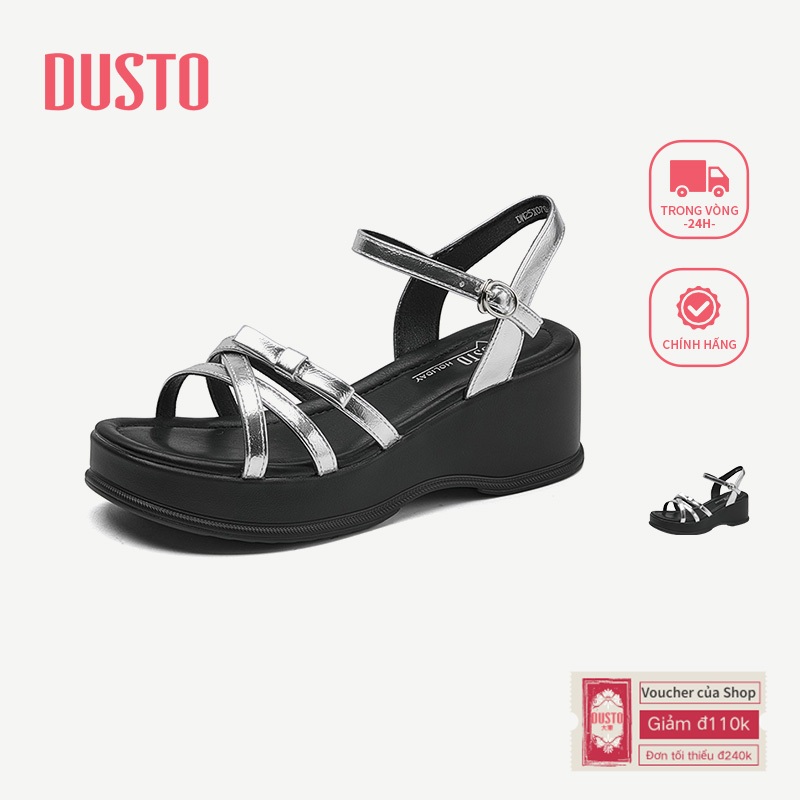 DUSTO Nêm Gót Giày Sandal Nữ Giày đế xuồng Giày Nêm cao gót Êm ái Phù hợp đi chơi DW25X0706A