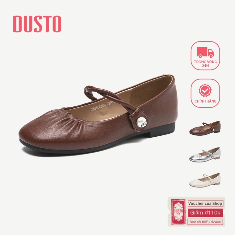 DUSTO Giày Búp Bê Nữ Giày Nữ Gót Thấp Giày Nữ Mary Jane Mũi Tròn DW25C0210A