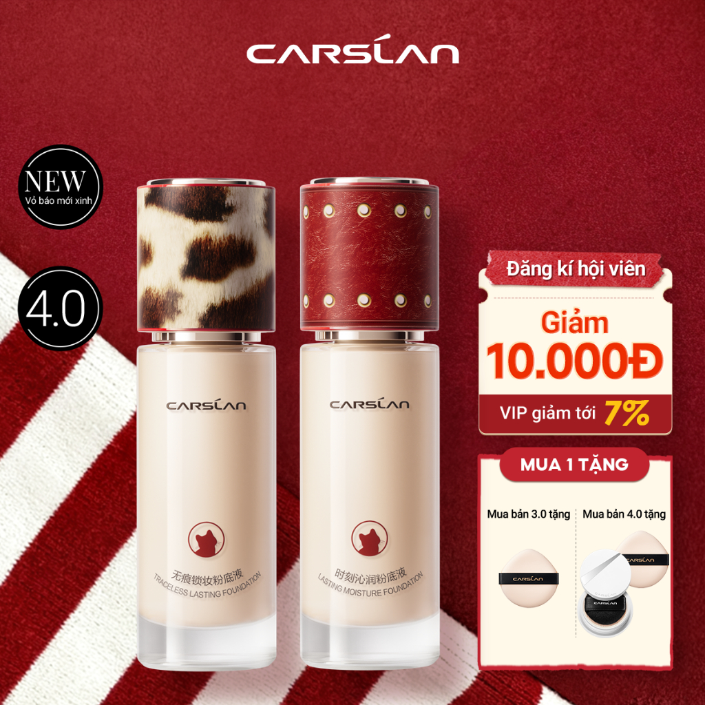 Kem nền CARSLAN dạng lỏng kiềm dầu lâu trôi chống thấm nước suốt 24h 30g