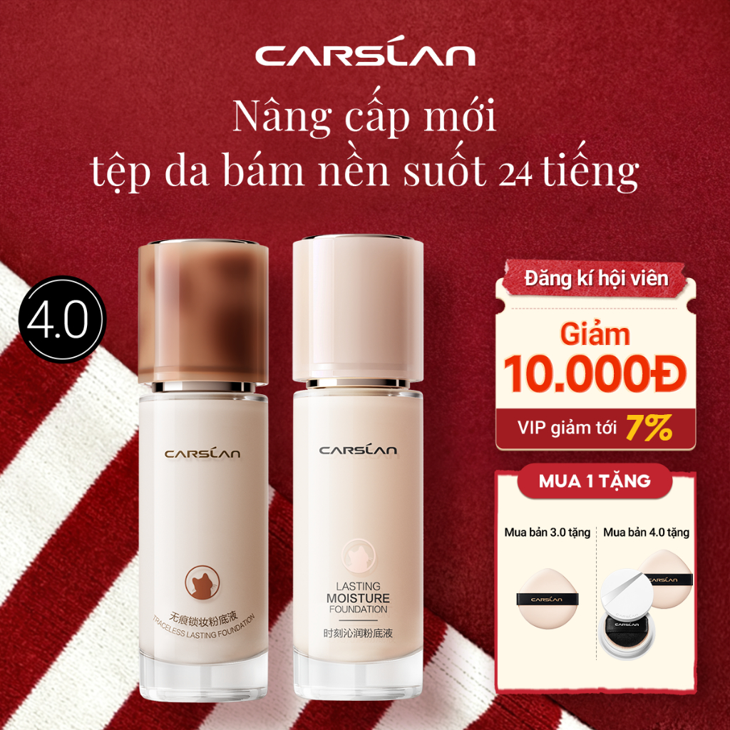 Kem Nền Carslan Dạng Lỏng Kiểm Soát Dầu Lâu Trôi Chống Thấm Nước Suốt 24h 30g