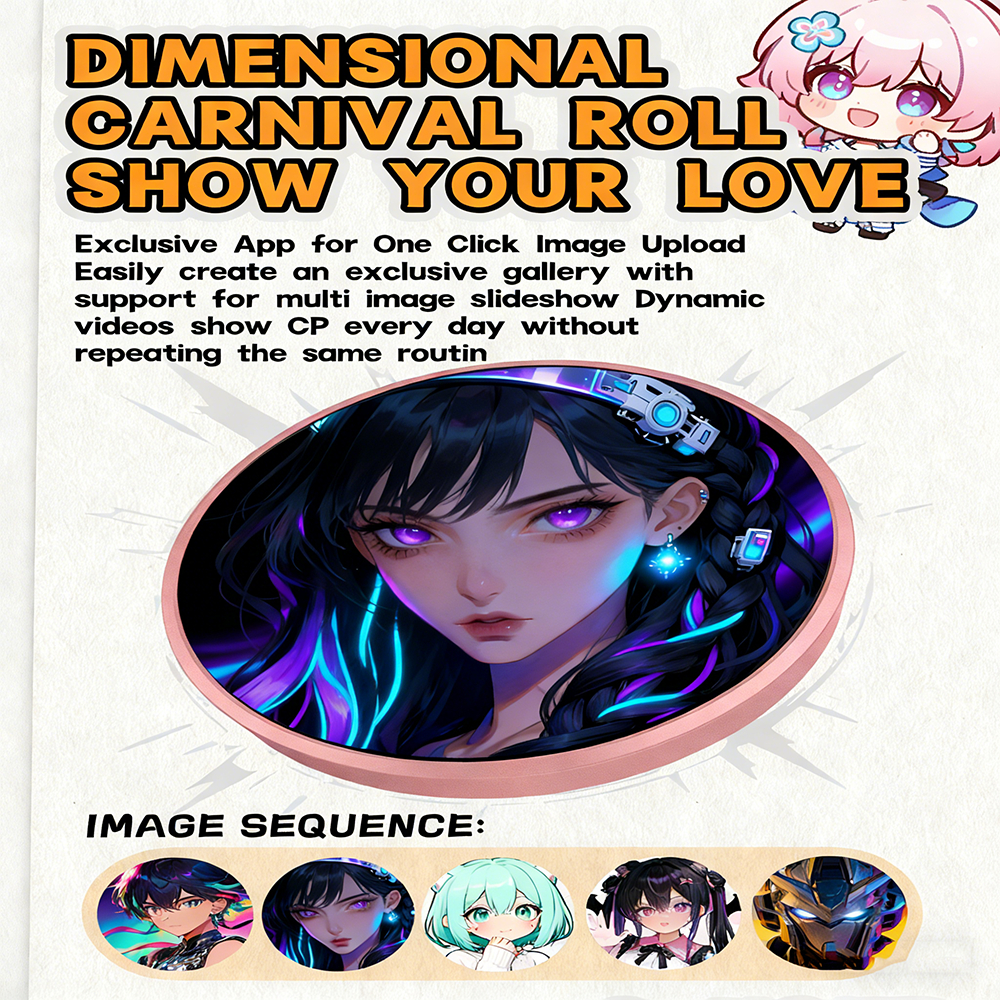 Huy hiệu Anime HD Dynamic Anime Album ảnh Huy hiệu Anime với Bluetooth Chuyển hình ảnh Màn hình cảm 