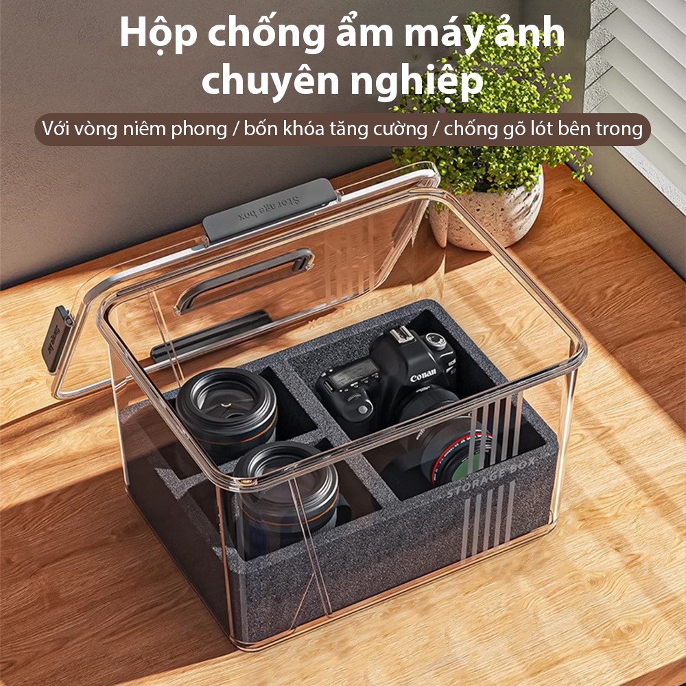 Hộp chống ẩm máy ảnh cho ống kính máy ảnh SLR Hộp hấp thụ độ ẩm kín phù hợp với thiết bị chụp ảnh Lò sấy gửi nhiệt độ máy đo độ ẩm