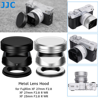 JJC Ống Kính Hood Cho Fujifilm Fuji XF 23mm F2.8 R WR & XF 27mm F2.8 R WR & XF 27mm F2.8 Ống Kính, Nắp Ống Kính Vuông Kim Loại Có Bộ Lọc Vòng & Nắp Hood, Tấm Che Nắng Phù Hợp Với Bộ Lọc UV 39mm