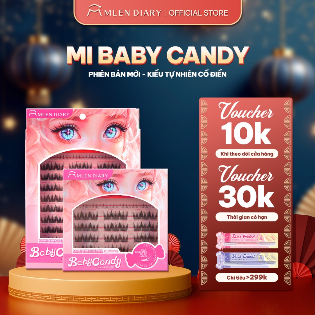 Mlen Diary mi giả anime, có thể tái sử dụng lông mi giả，C-vểnh 9-12mm lông mi cụm giả, dày xoăn cong