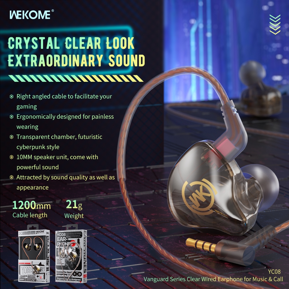 Tai nghe chơi game có dây WEKOME YC08 có micrô, thoải mái khi đeo, độ trễ thấp, âm thanh trong suốt,