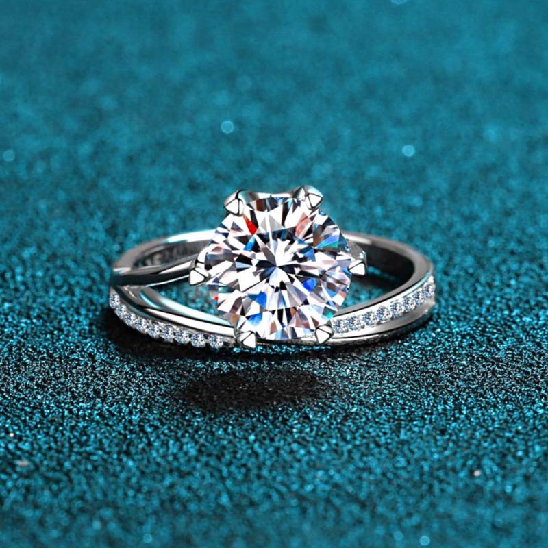 Nhẫn nữ bạc X-001 925, 3 Carat Moissanite (Bao gồm chứng chỉ) / Zircon 9mm