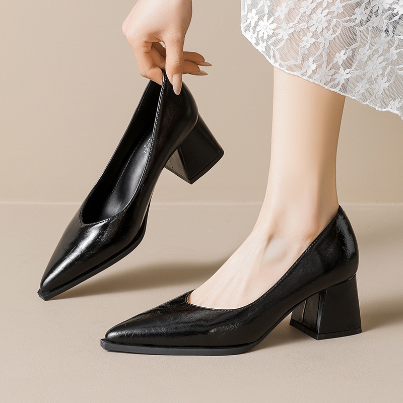 Mới Dày Đế Le Fu Giày Retro Đen Jk Giày Cao Gót Anh 6-8cm Giày Da Nhỏ Cho Nữ 35-42