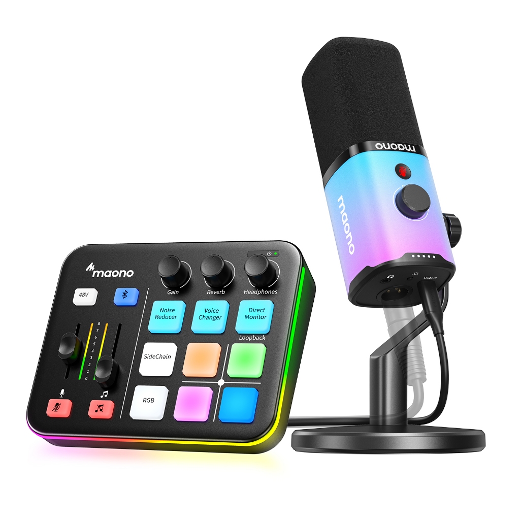 Bộ micro card âm thanh Maono G1 Neo + PD100X Bộ micro chơi game có thẻ âm thanh, Mic động và nguồn m