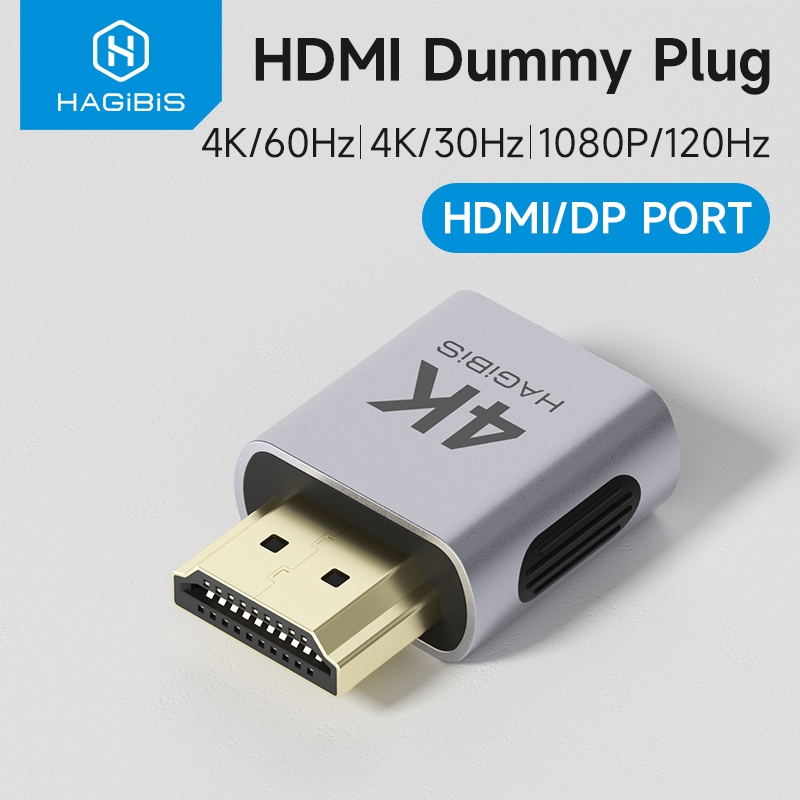 Hagibis 4K HDMI Dummy Plug DisplayPort EDID Emulator Cắm Bộ chuyển đổi không đầu Trình giả lập màn h