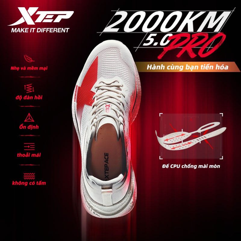 【XTEP】2000KM 5.0 PRO | Giày chạy bộ tập luyện siêu việt Đế giữa ACE-Foam Super Training Running Shoe