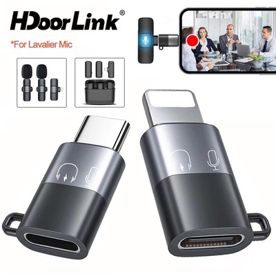 HdoorLink Bộ chuyển đổi micro không dây Type C sang iOS Đầu chuyển sạc thu âm
