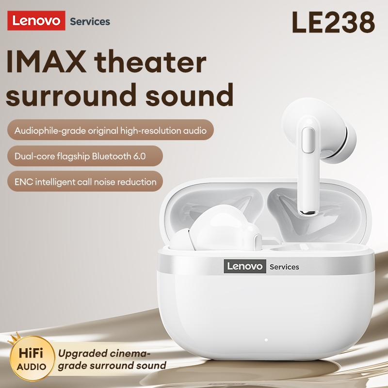 Tai nghe Bluetooth Lenovo LE238 và Tai nghe không dây có Bluetooth V6.0 và ENC Giảm tiếng ồn cộng với Trình điều khiển HiFi 13mm | BigBuy360 - bigbuy360.vn