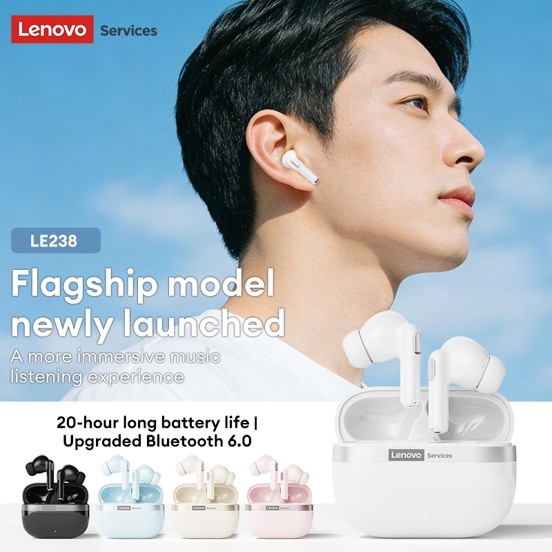 Tai nghe Bluetooth Lenovo LE238 và Tai nghe không dây có Bluetooth V6.0 và ENC Giảm tiếng ồn cộng với Trình điều khiển HiFi 13mm | BigBuy360 - bigbuy360.vn
