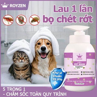 Sữa tắm cho chó mèo ROYZEN , Sữa tắm trị ve rận nấm ngứa dưỡng mượt lông cho thú cưng 300ml