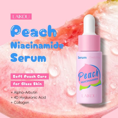 LAIKOU Peach Niacinamide Serum 30ml | Làm sáng và dưỡng ẩm với Collagen α-Arbutin 4D-HA | Phát sáng sương mù