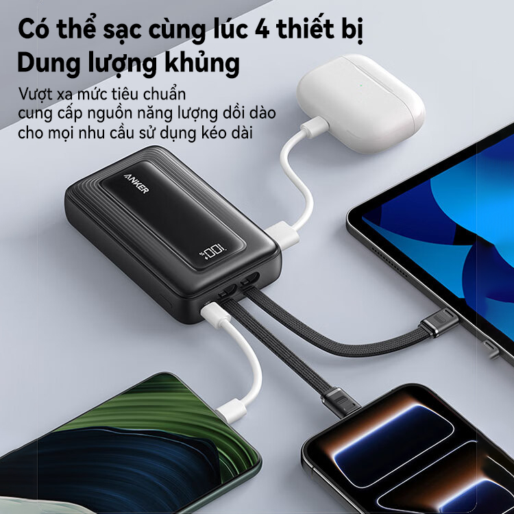 【Chứng nhận CCC】Sạc dự phòng Anker Zolo 20,000mAh 45W cung cấp sạc công suất cao, siêu nhanh và bao gồm hai cáp Type-C | BigBuy360 - bigbuy360.vn